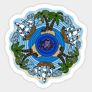 Tropical Island Themed Mandala Sticker